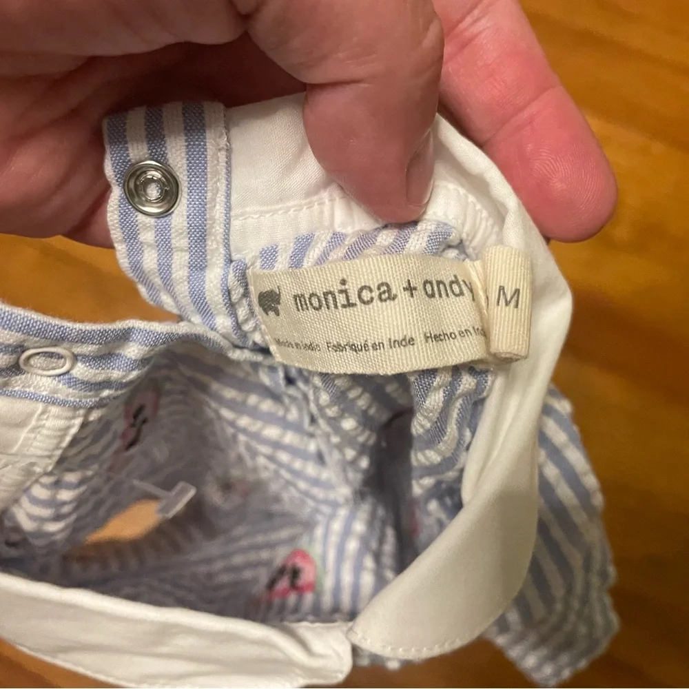 Monica & Andy Seersucker Peter Pan Collar Watermelon Romper Size 3-6 Months